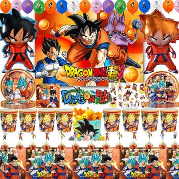 Monkey King Geburtstagsdekoration Einweggeschirr Anime Goku Tischdecke Teller Tasse Ballon Babyparty Kinder Jungen Partyzubehör