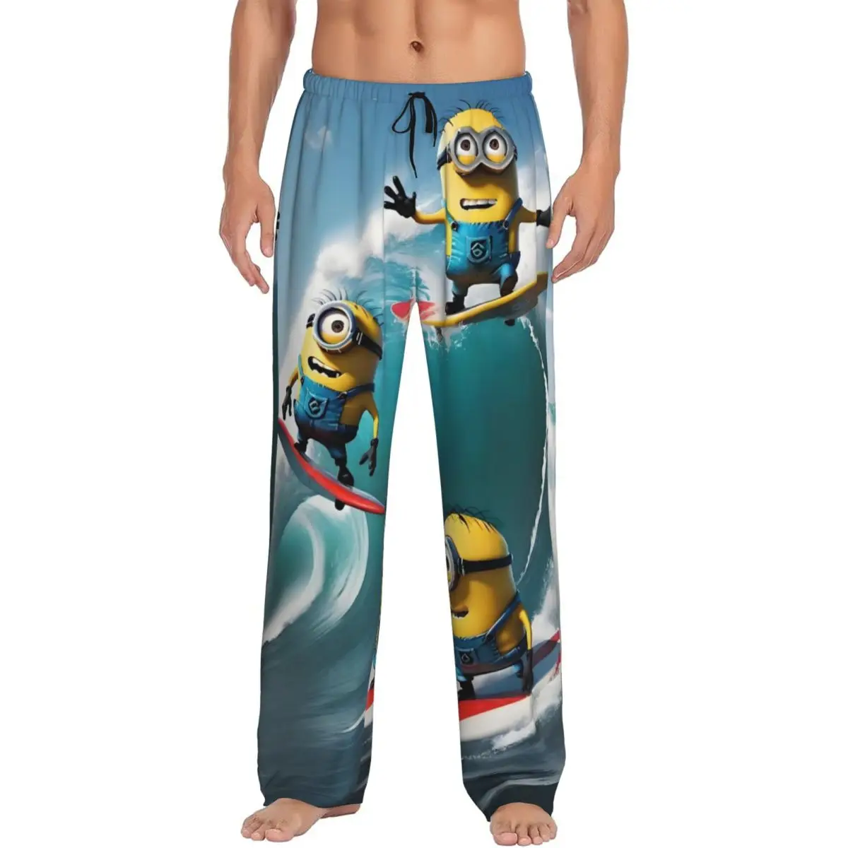 

Мужские пижамные штаны M-Minions на заказ, желтая одежда для сна в форме капсулы, эластичные штаны для сна с карманами