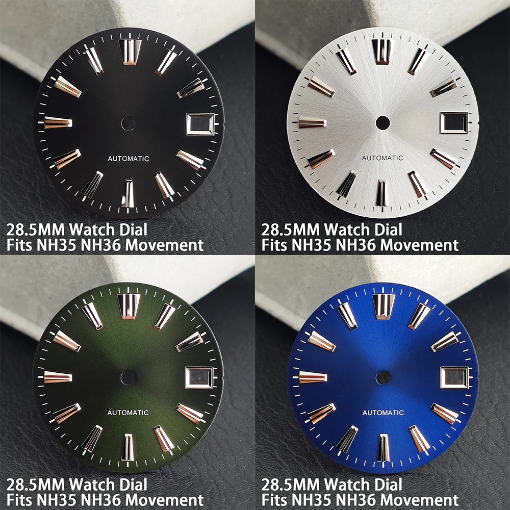 28,5-mm-Uhrzifferblatt mit Einzelkalender, passend für NH35 NH36 Uhrwerke, Zubehör, NH35-Zifferblatt, Ersatzteile für Herrenuhren – Detail 1