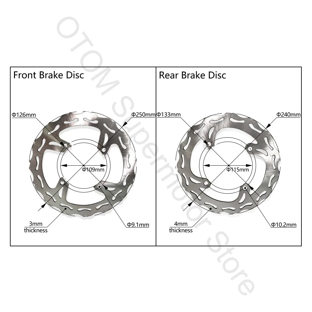 2003-2019 For KAWASAKI Motorcycle Front 250mm Rear 240mm Brake Disc Rotors Steel Braking Disk KX125 KX250 KX250F KX450F KLX450R view 2