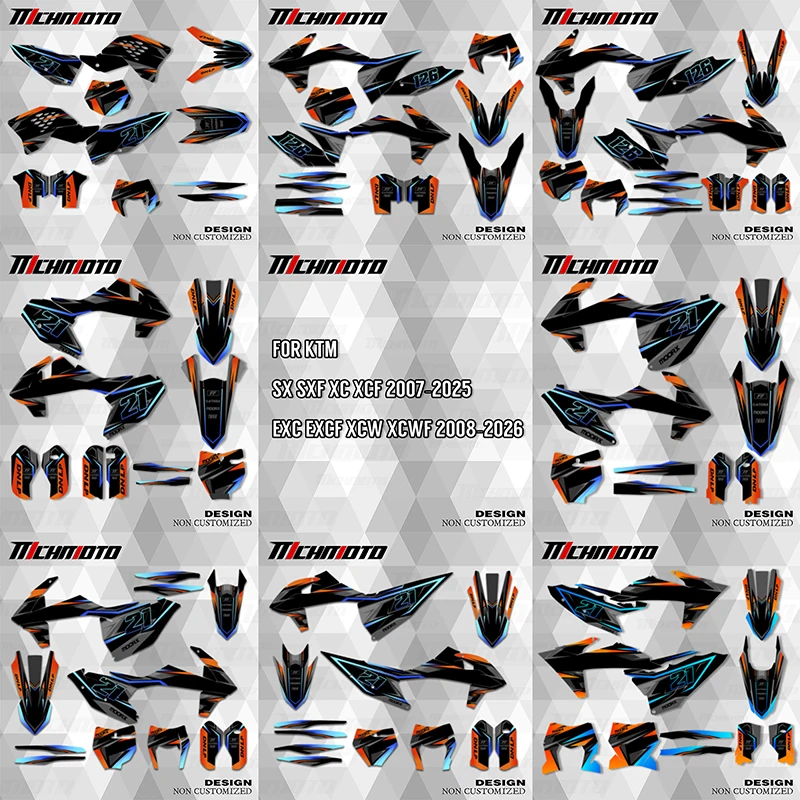 

MCHMFG Full Graphics Decals Motorcycle Stickers Kits For KTM EXC XCW 2009-2026 SX SXF XC XCF 2008-2025 Number Name Custom