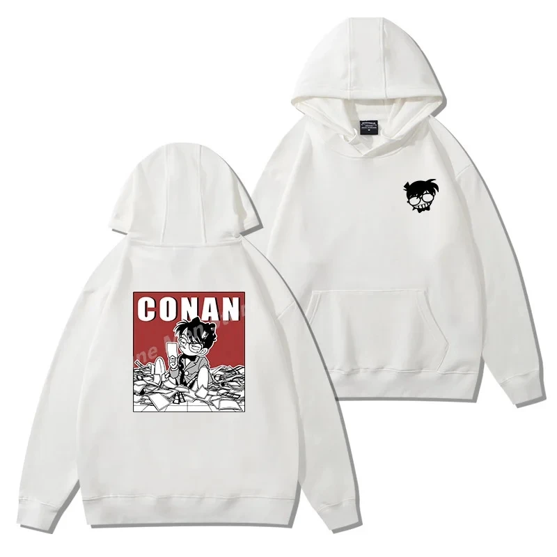 Japanese Detective Conan Printed Top Trend Couples Long Sleeve Hoodie Men Cotton Hoodie Top Summer Women Men Hoodie