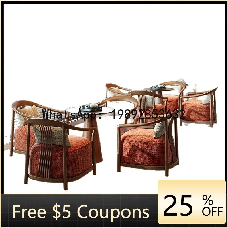 Z5 New Chinese Style Solid Wood Single Sofa Chair Hotel Lobby Business Rest Area One Table Two Chairs Combination