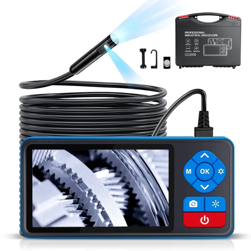 4.5-inch HD endoscope dual lens 8MM endoscope side lens switching TF storage 5M hard wire IPX5 waterproof borescope