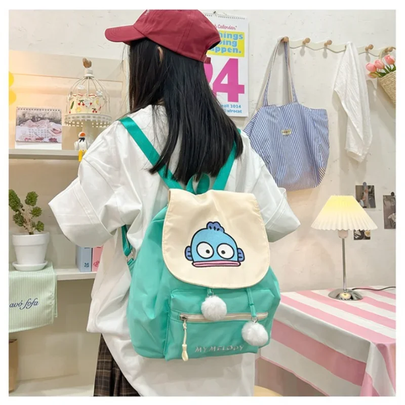 Sanrio Hanton's new double ball cute cartoon Hello Kitty schoolbag female animation small backpack versatile backpack