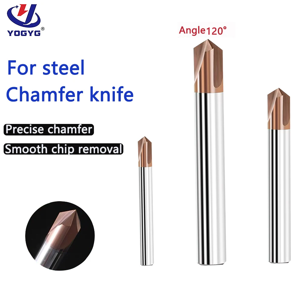 

HRC58 Carbide Chamfer Milling Cutter120 Degree 4 6 8 10mm 12mm Cutter Coated 3 Flutes Deburr End Mill Engraving Chamfer To Steel