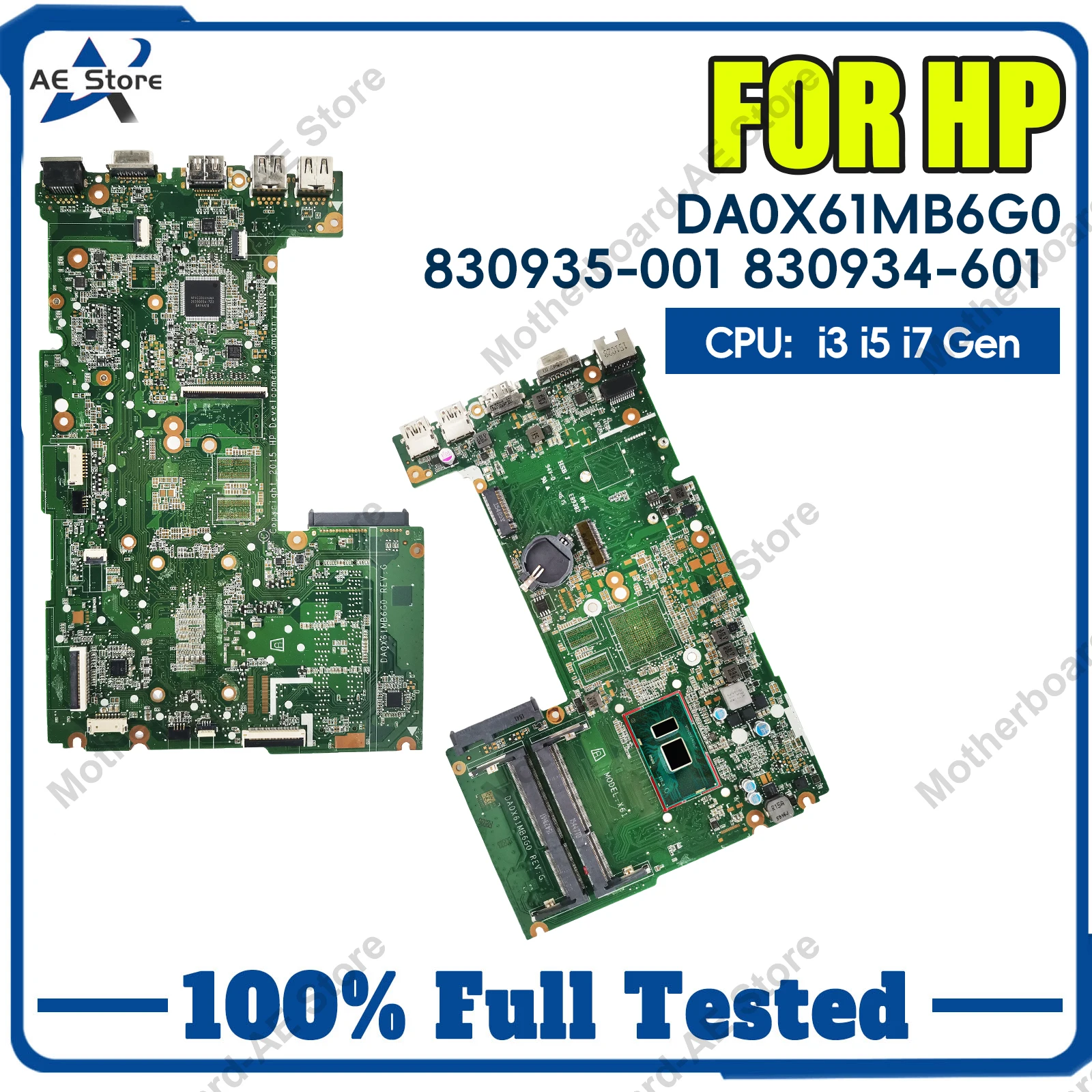 For HP ProBook 440 430 G3 With i3 i5 i7 CPU DDR3L DA0X61MB6G0 Laptop Motherboard 830935-001 830934-601 100% Mainboard Tests OK