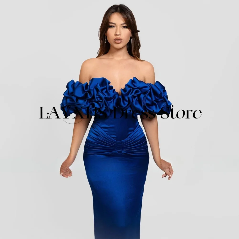 LAYXHS Foraml Uit de schouder Avondjurken Zeemeermin Ruffle Lace Up Party Prom Jassen Aangepaste robes de soirée