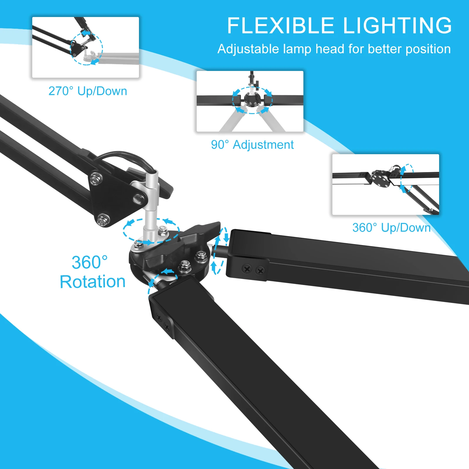 NEWACALOX 24W LED Desk Lamp 3 Color Dimmable Light&Table Clamp Folding Reading Lamp Computer Screen Hanging Lamp EU/US 12V