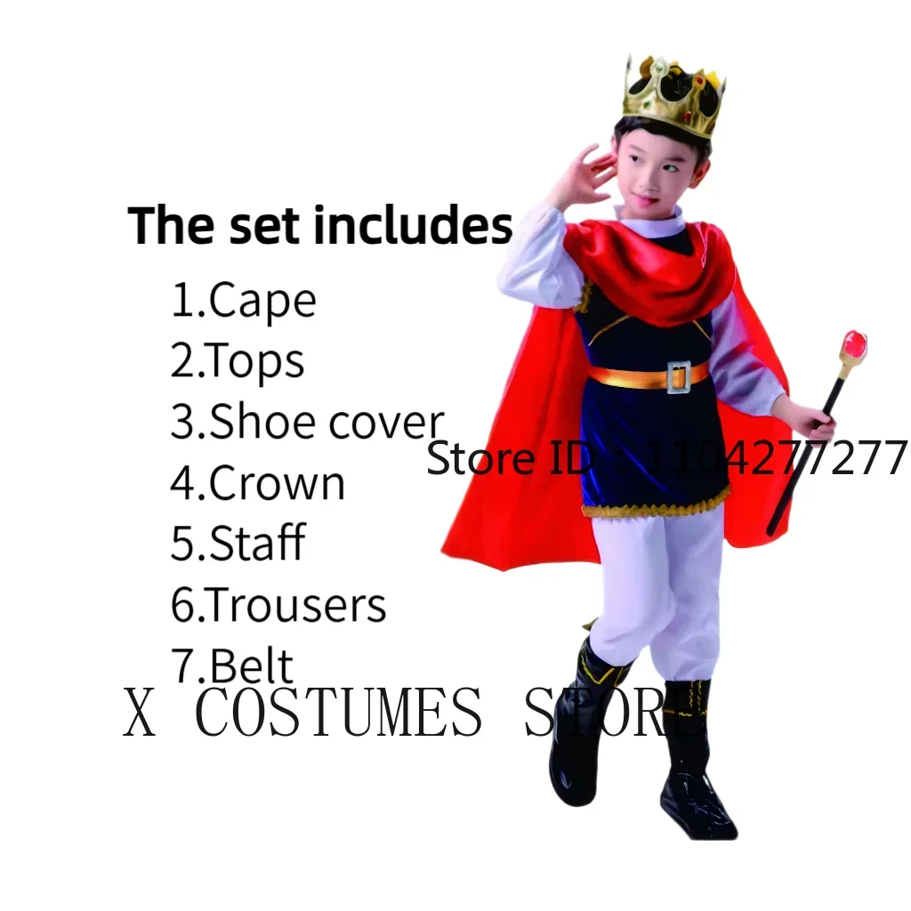 7 قطع من أزياء الأمير الملكي في العصور الوسطى على شكل تاج وحفلات أعياد الميلاد وحفلات تنكرية للأولاد زي كرنفال الملك #5