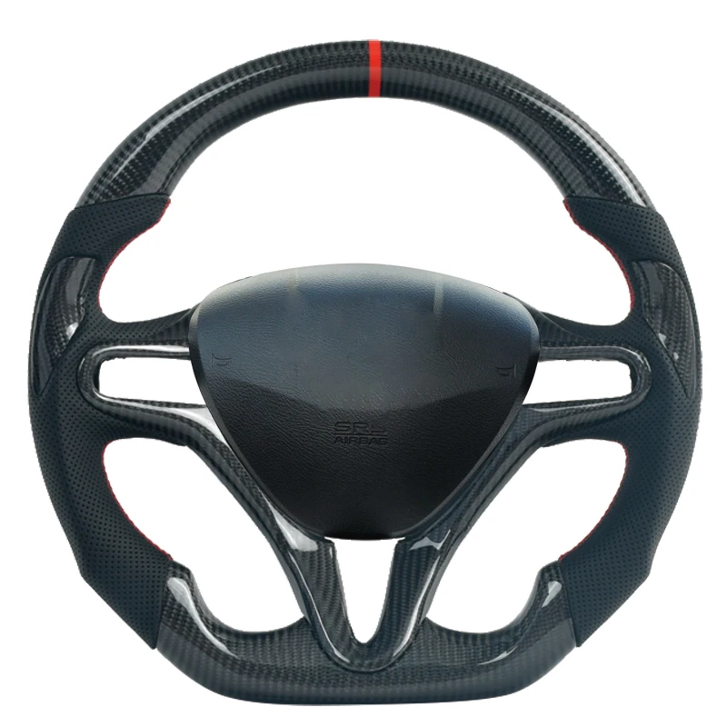 

Customized 100% Carbon Fiber Car Steering Wheel With Leather For Hondas Civics 8TH GEN 2006-2012 FIT City