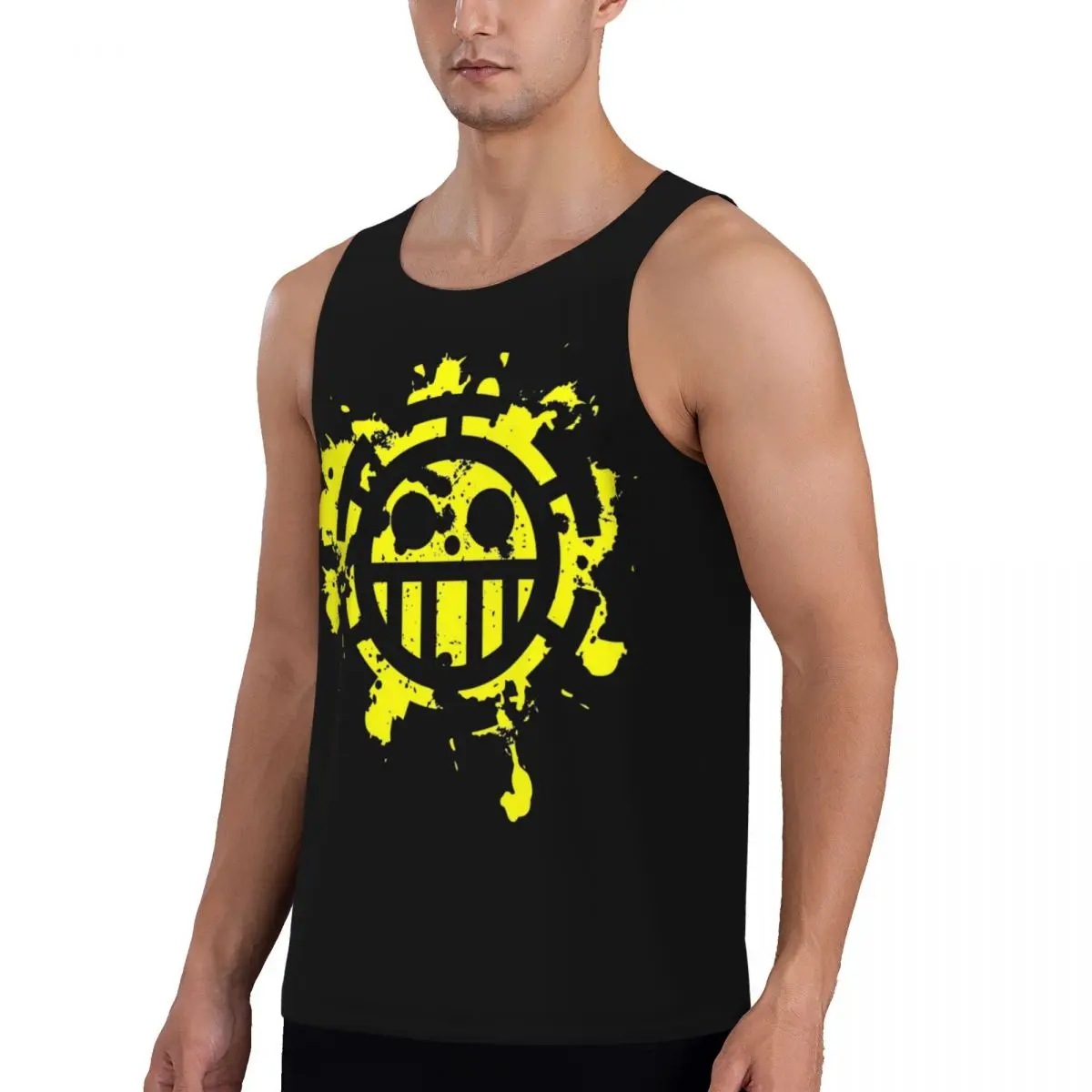 Heart Pirate One Piece  Men's Gym Clothing Fitness Muscle Sleeveless Shirt Bodybuilding Tank Top Monkey D Luffy Exercise Vest