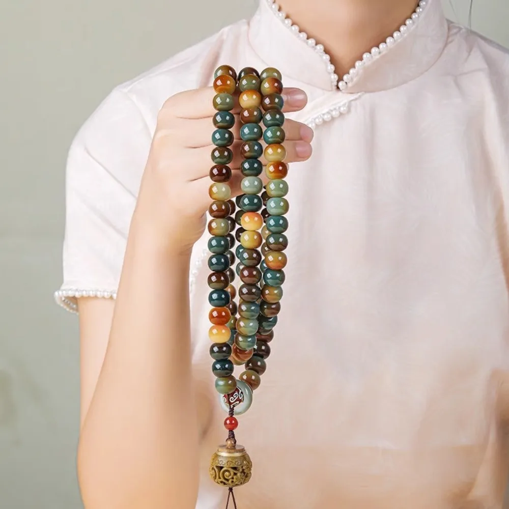 

Colorful Rosary Beads Bracelets Jewelry Tassel Dunhuang Bodhi Bracelet Mood Tracker Multilayer Prayer Beads Necklace Unisex
