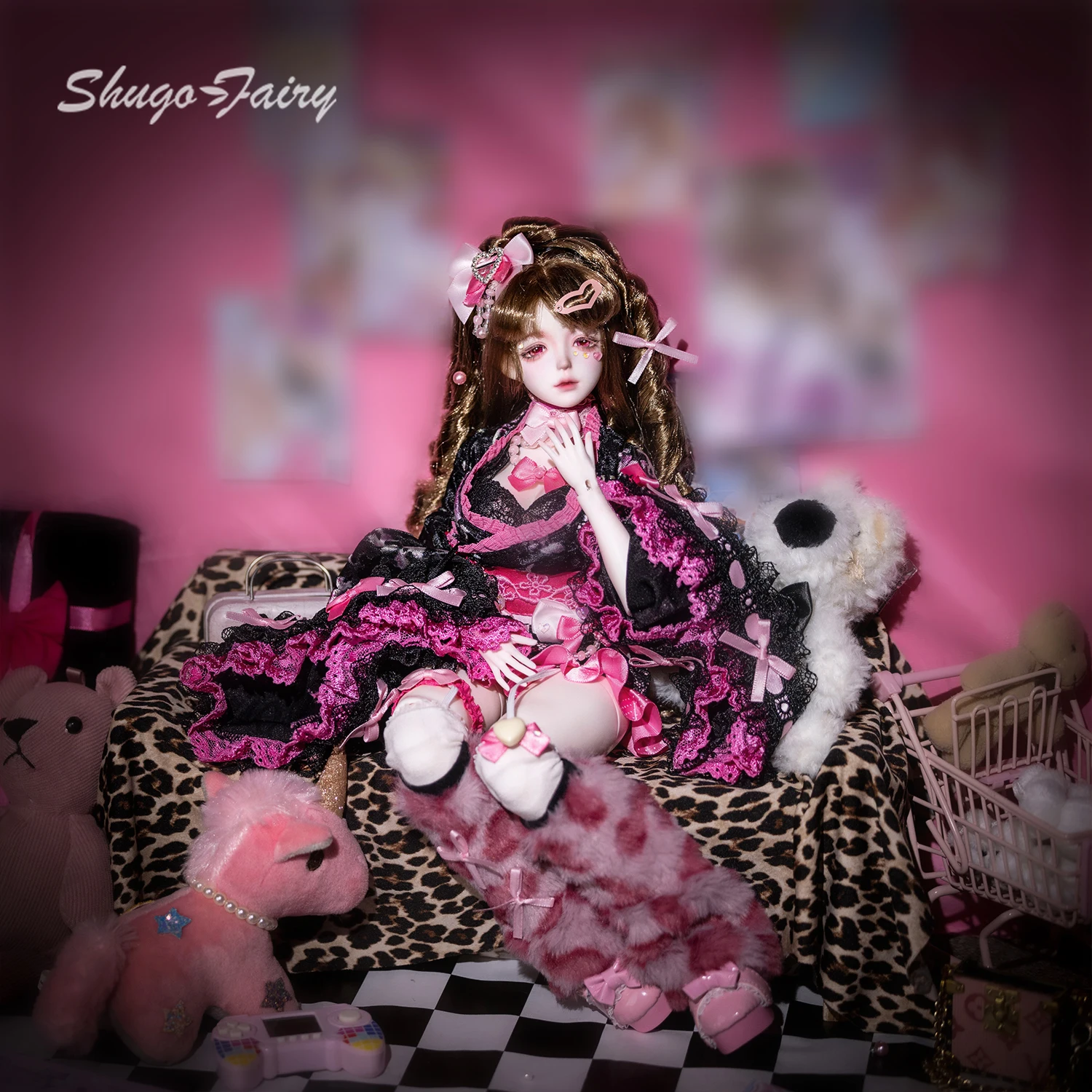 دمية BJD 1/4 Elaina Y2K Shibuya Gal مجموعة كاملة على طراز المجلات اليابانية الرجعية لدمية Joan Body الأصلية من ShugaFairy