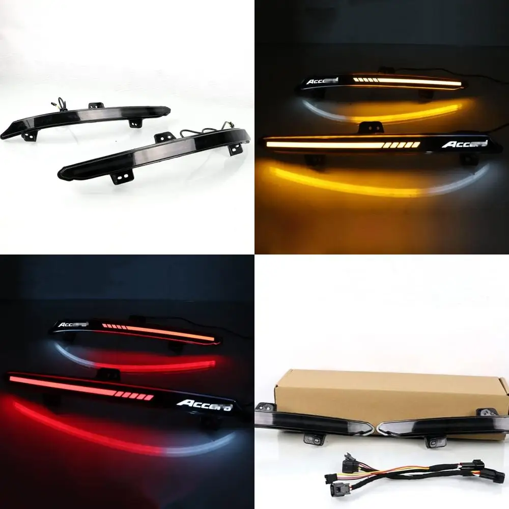 

Honda Accord 10th Gen 2018-2022 LED Smoke Lens Rear Bumper Reflector Tail Lights with Sequential Turn Signal & Brake Lights Acce