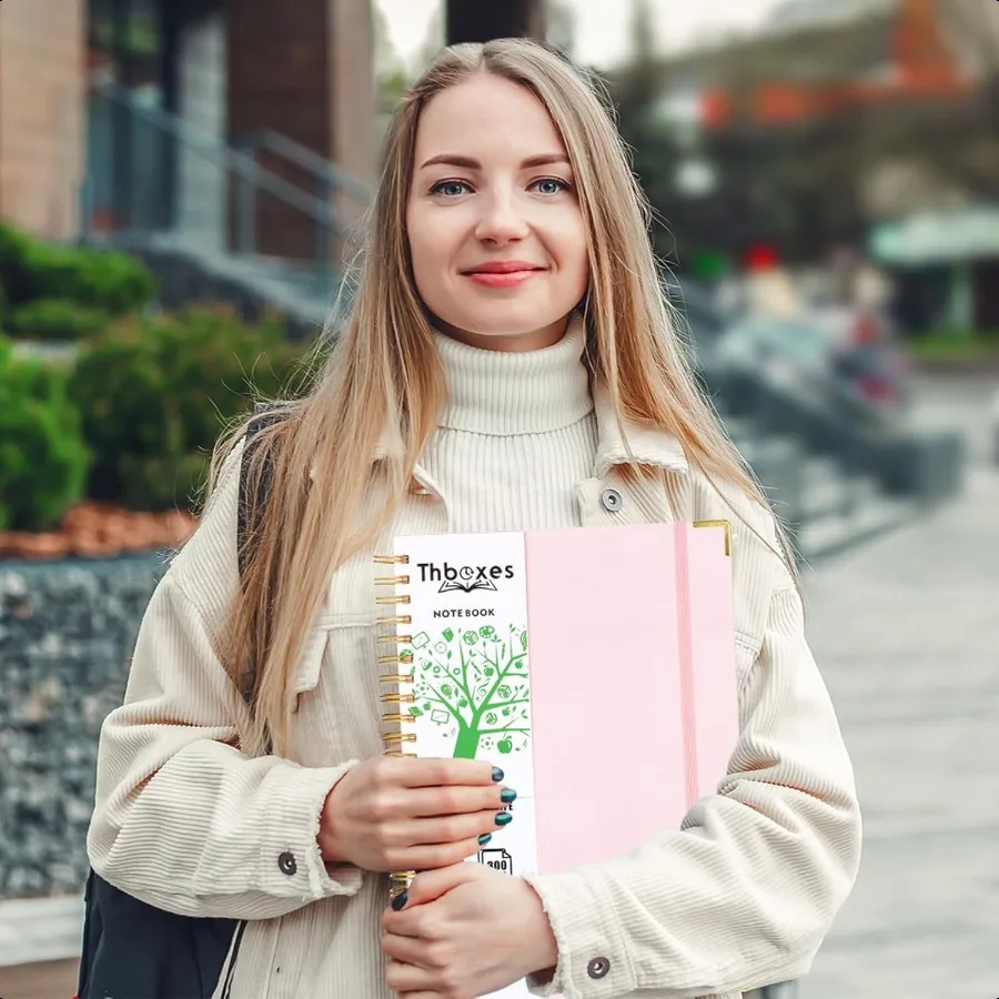 Spiral-Notizbuch, 8,3 x 11,6, 300 Seiten, 150 Blatt, rosa Notizbuch, College-Notizbuch, liniertes A4-Spiral-Notizbuch, Journaling-Notizbuch mit Index S