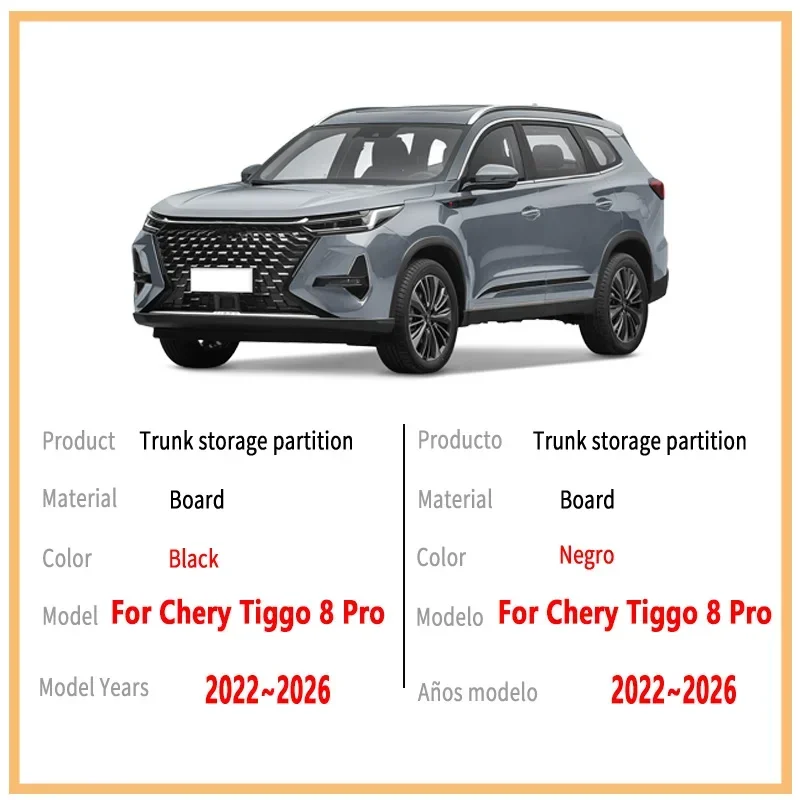 Organizador de Maletero para Chery Tiggo 8 Pro 2022~2026, Separador Lateral de Maletero Reforzado, Caja de Almacenamient