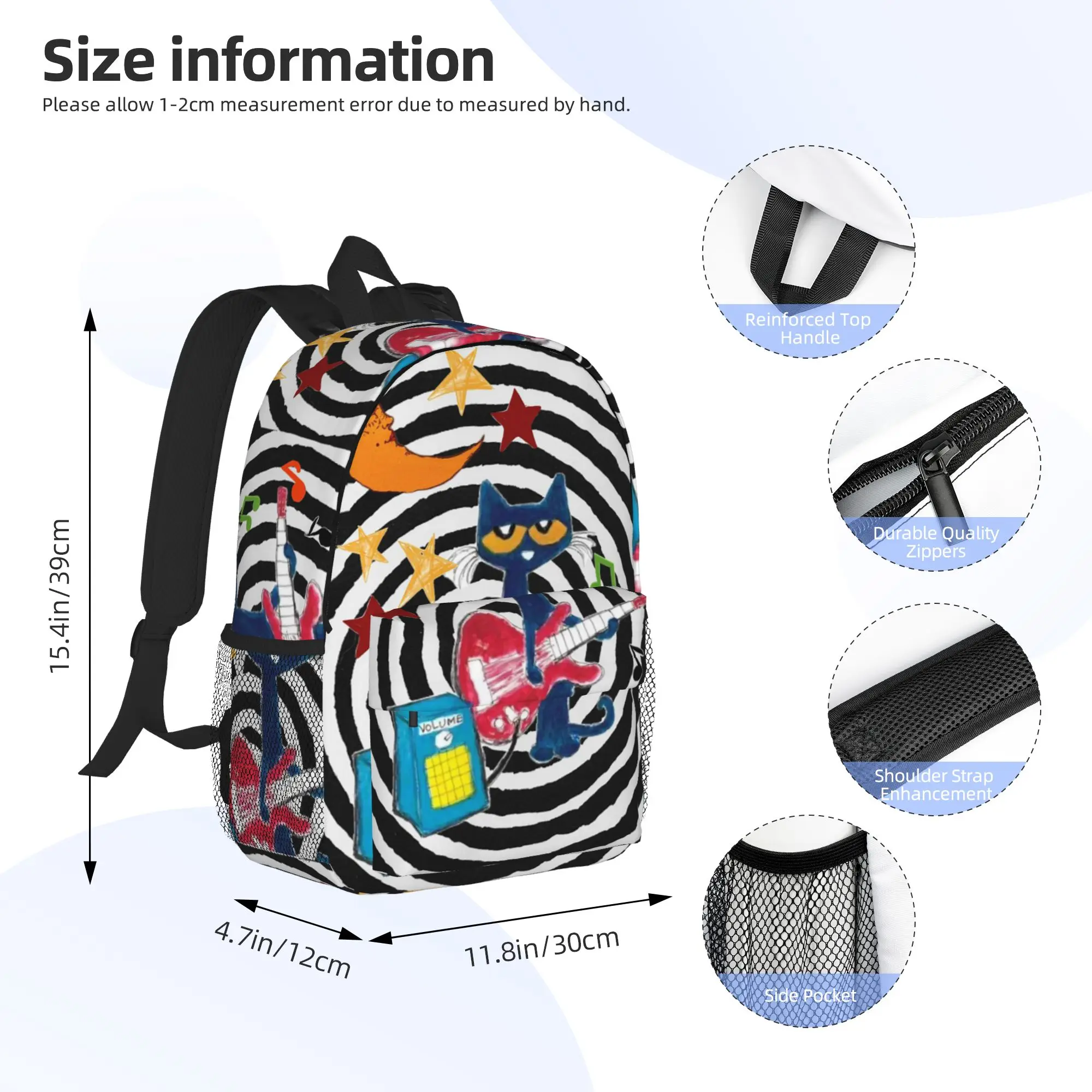 Pete The Cat Backpack Hot Sale Daypack Large Capacity Boys Girls BookBag Shoulder Bags for Men Women School Bag