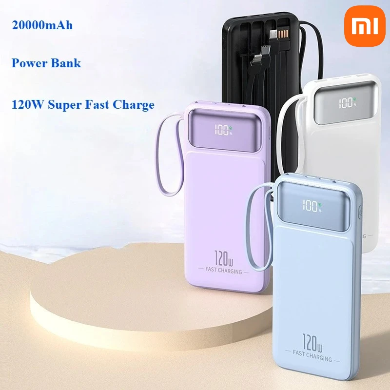 

Xiaomi 120W Super Fast Charging Power Bank with Built-in Line Digital Display Outdoor Portable Charger, External Battery