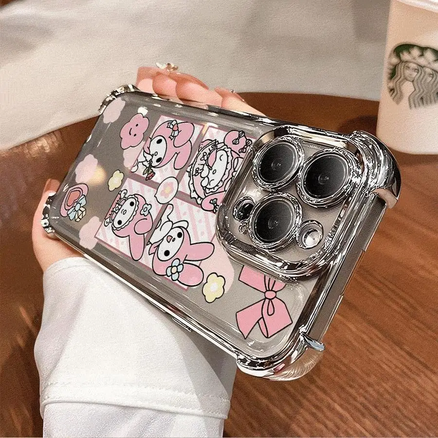 حافظة لطيفة سانريو ميلودي كورومي لهاتف آيفون 16 برو ماكس 14 17 اير 11 12 13 15 بلس غطاء هاتف ناعم #6