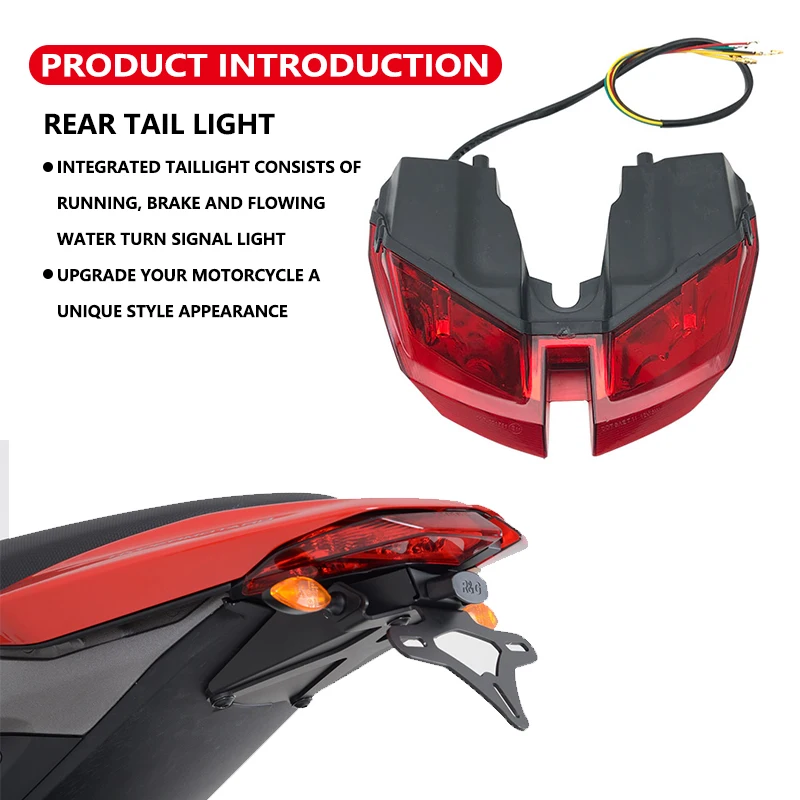 Motorcycle Rear Tail Light For DUCATI HYPERMOTARD 821 939 950 SP 2012-2021 Taillight LED Turn Signal Lamp Brake Light Integrated