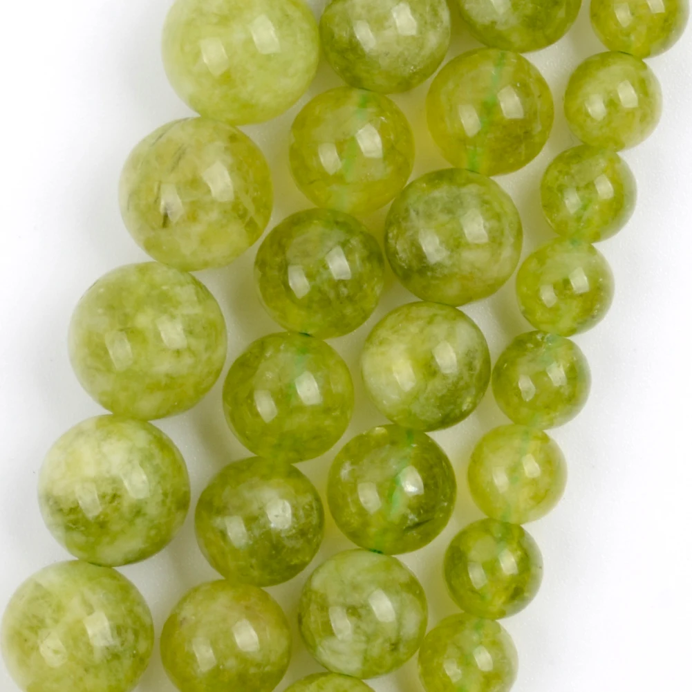 Natursteinperlen, grüner Peridot, rund, lose Spacer-Perlen für die Schmuckherstellung, handgefertigte DIY-Armbänder, Halsketten-Zubehör