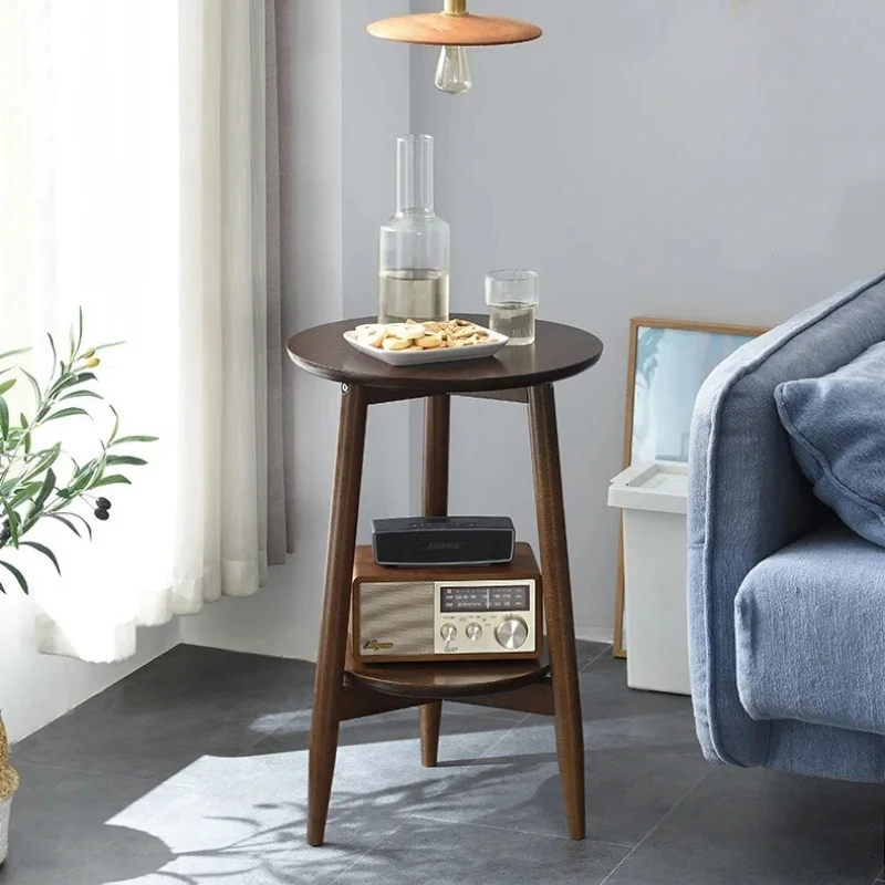 ‌Sofa Side Table -Sturdy Double-Tier End Table with Frosted Metal Frame Space Saving Corner Accent Table for Living Room&Bedroom