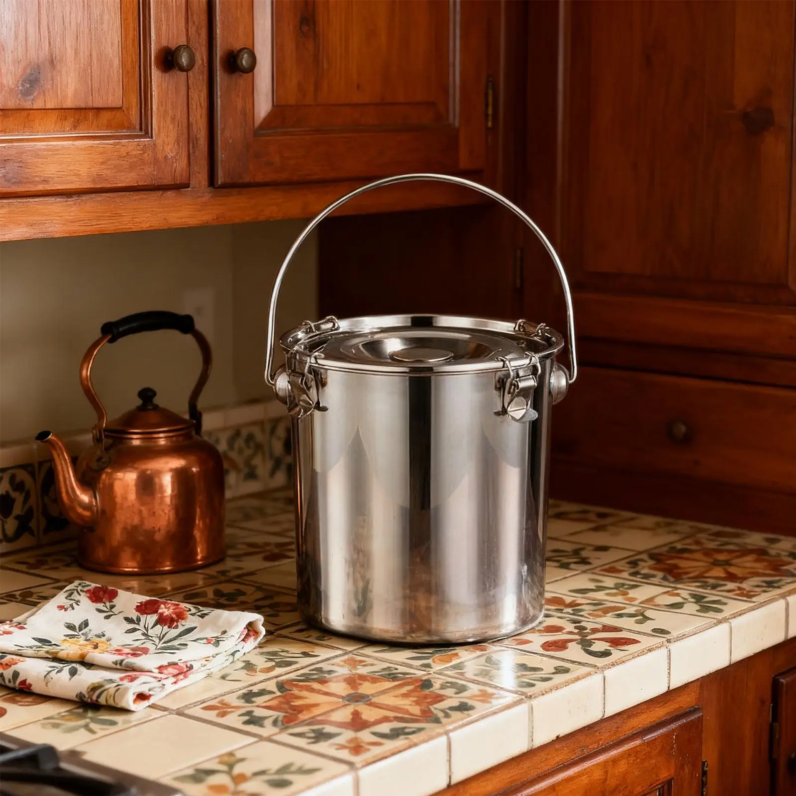 

Stainless Steel Sealed Bucket Food Storage Bucket for Restaurant Cafe Buffet