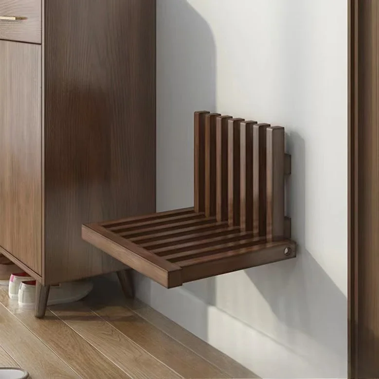 Solid wood folding shoe changing stool wall-mounted household door wearing shoes into the door stool