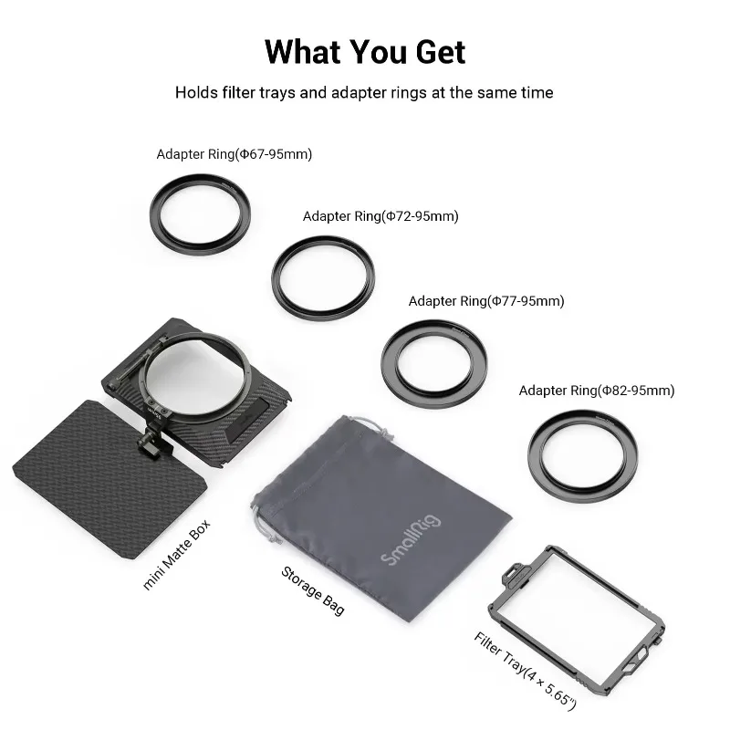 SmallRig Mini Matte Box Lite with Filter Tray Carbon Fiber Flag for Mirrorless DSLR Cameras for 52/58/67/72/77/82/86mm Lens 3575