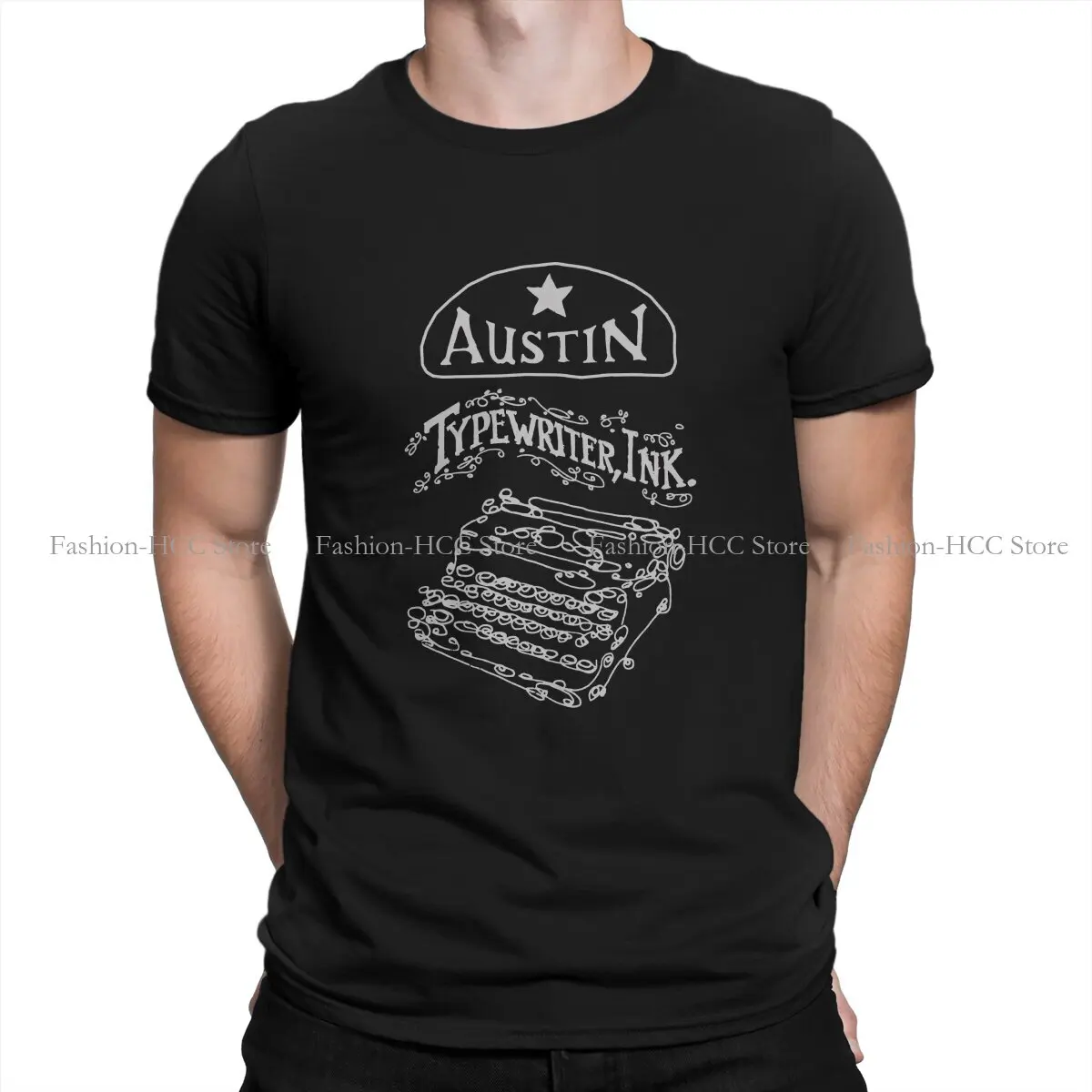 Austin O Neck TShirt Typewriters Basic Polyester T Shirt Man's Tops Fashion