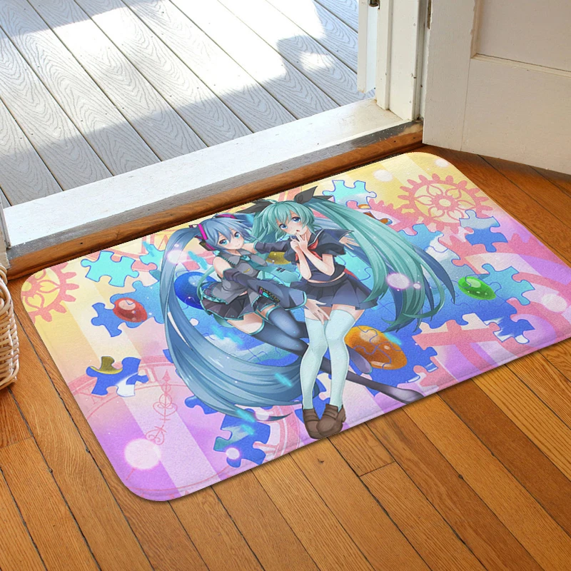 

Anime Hatsune Miku Room Floor Carpet Hallway Kitchen Porch Foot Mat Non-slip Custom Doormat Entrance Door Home Decor Items