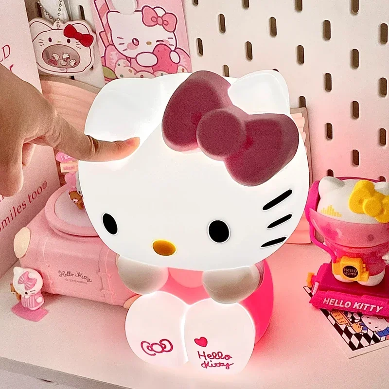 Luz nocturna de Hello Kitty Pat para dormitorio de niñas, lámpara de noche de Anime Hellokitty, adornos de decoración de escritorio, regalo para niñas