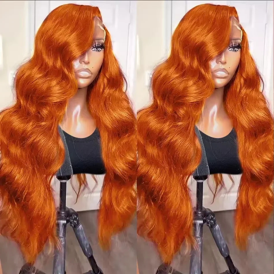 

250% Orange Ginger 13x6 HD Lace Front Wigs Human Hair Body Wave 13x4 Human Hair Lace Frontal Wigs Transparent Lace Wig For Women