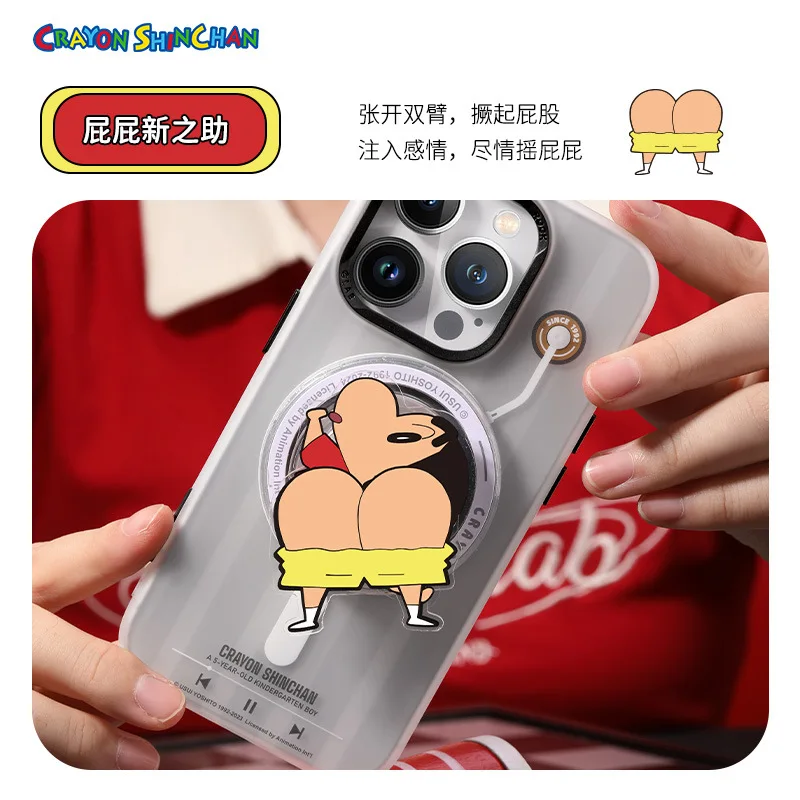 Kawaii Crayon Shin Chan magnetyczna poduszka powietrzna uchwyt na telefon komórkowy kreskówka pierścień magnetyczny stojak obrotowy magnes na lodówkę