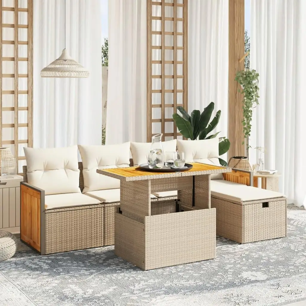

Stylish Beige Garden Sofa Set Outdoor Lounge Seating Comfortable Weatherproof Furniture