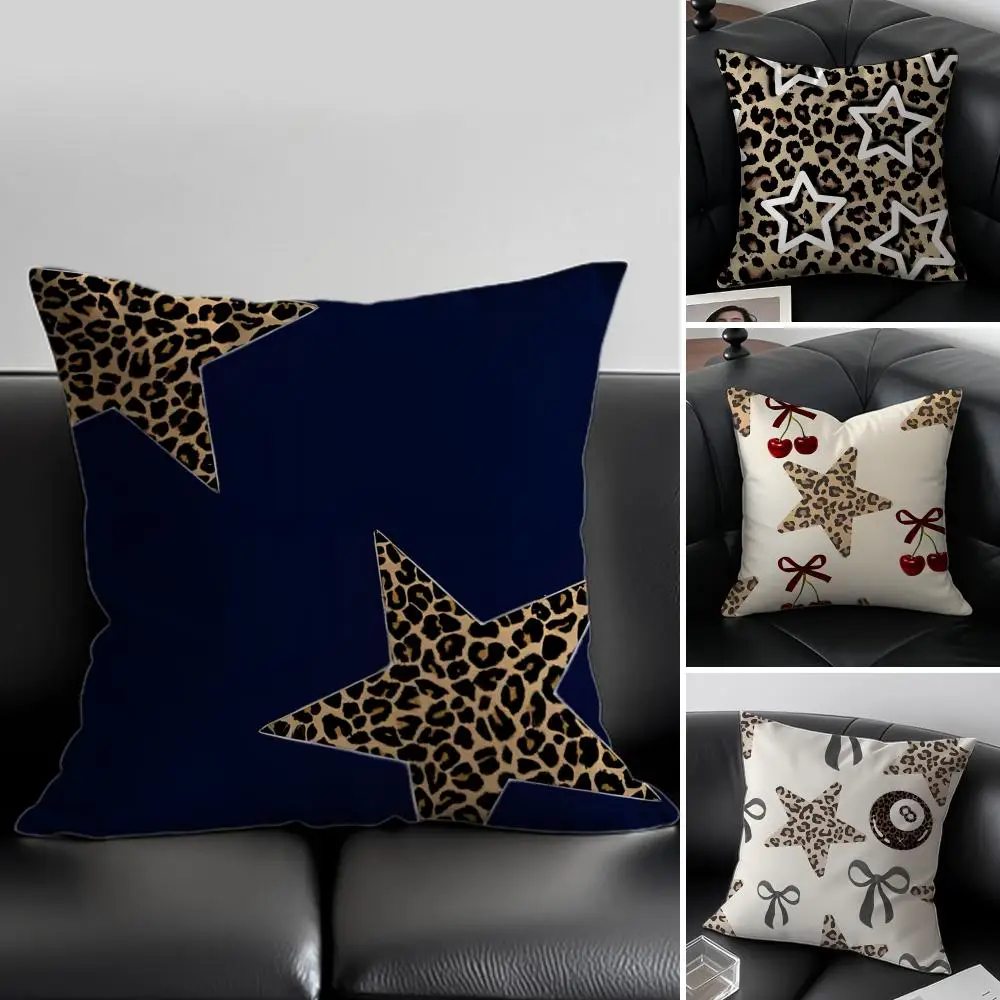 S-Stars plaid leopard print apples Cushion Cover Pillow Case Soft Friendly Fabric & Concealed Zipper