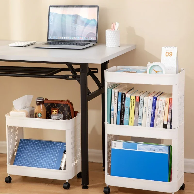 Movable Trolley Storage Rack Office Desk File Organizer Home Snacks Sundry Storage Rack Study Room Magazine Rack