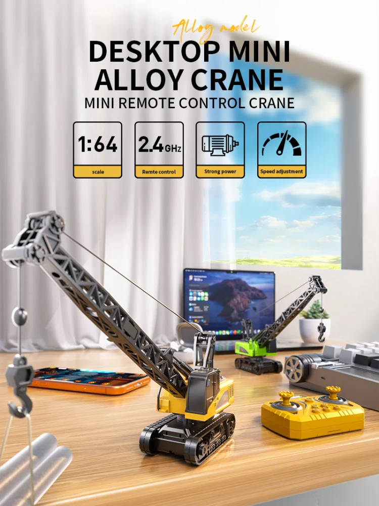1:64 Mini RC Kran-Gabelstapler mit Anhänger, Bagger, Muldenkipper, Desktop-Modellauto aus Druckgusslegierung, Technikfahrzeug für Jungen und Kinder ab 6 Jahren, Geschenk