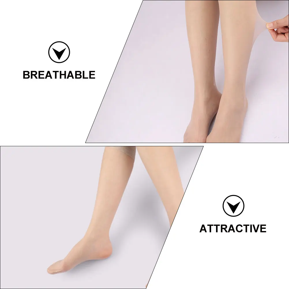 

2 Pairs Non Over Knee Socks for Women Stretchy Thigh High Stockings Point Gel Beige Wear Sport Cosplay