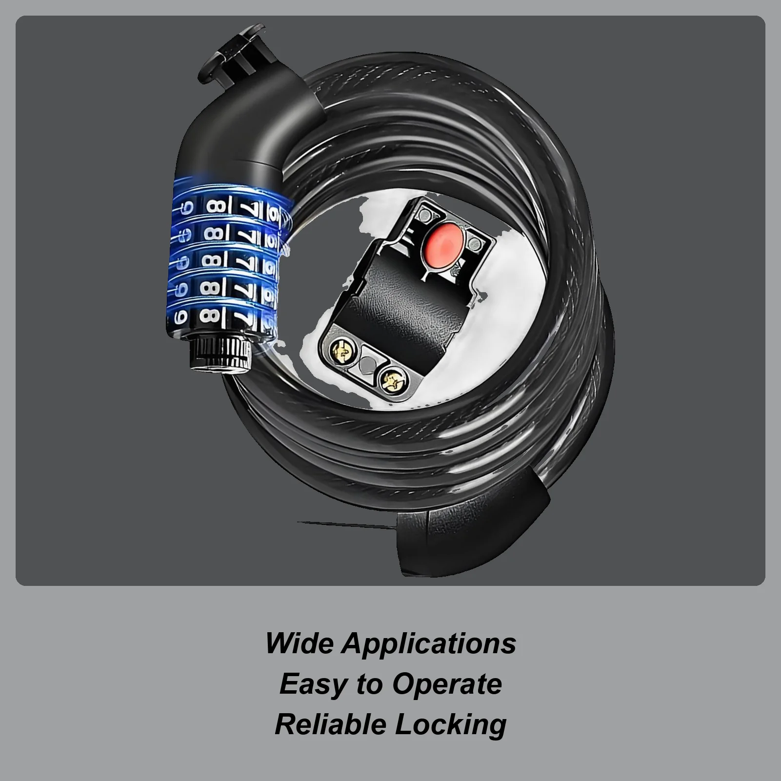 Cable Lock 5-Digit Scooter Cable Waterproof Resettable Bike Lock For Travel School Trail Scooter Mountain Camping Beach Biking