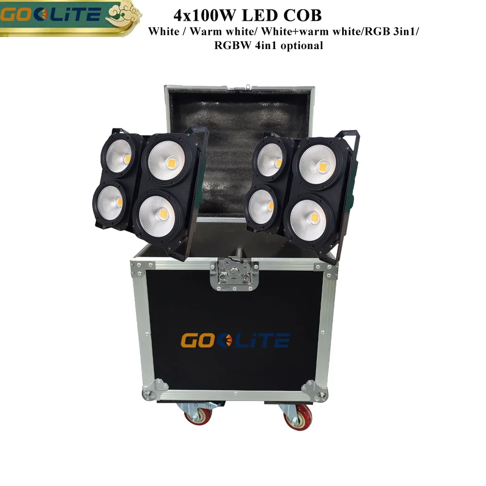 2Pcs/Lot LED 4x100W COB Audience DMX Light 4 Eyes Blinder Optional Control LED individually for Disco Party Concert Flightcase