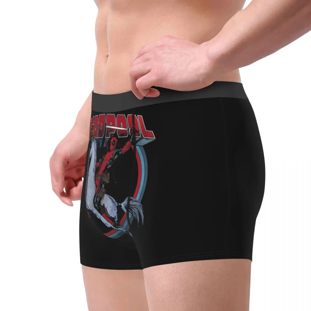 Custom Cool Deadpool On Horseback Boxers Shorts Panties Men\'s Underpants Stretch Briefs Underwear