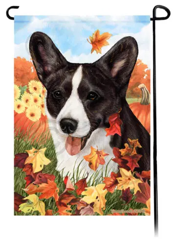 Corgi Cardigan Welsh Falling Leaves Garden Flag