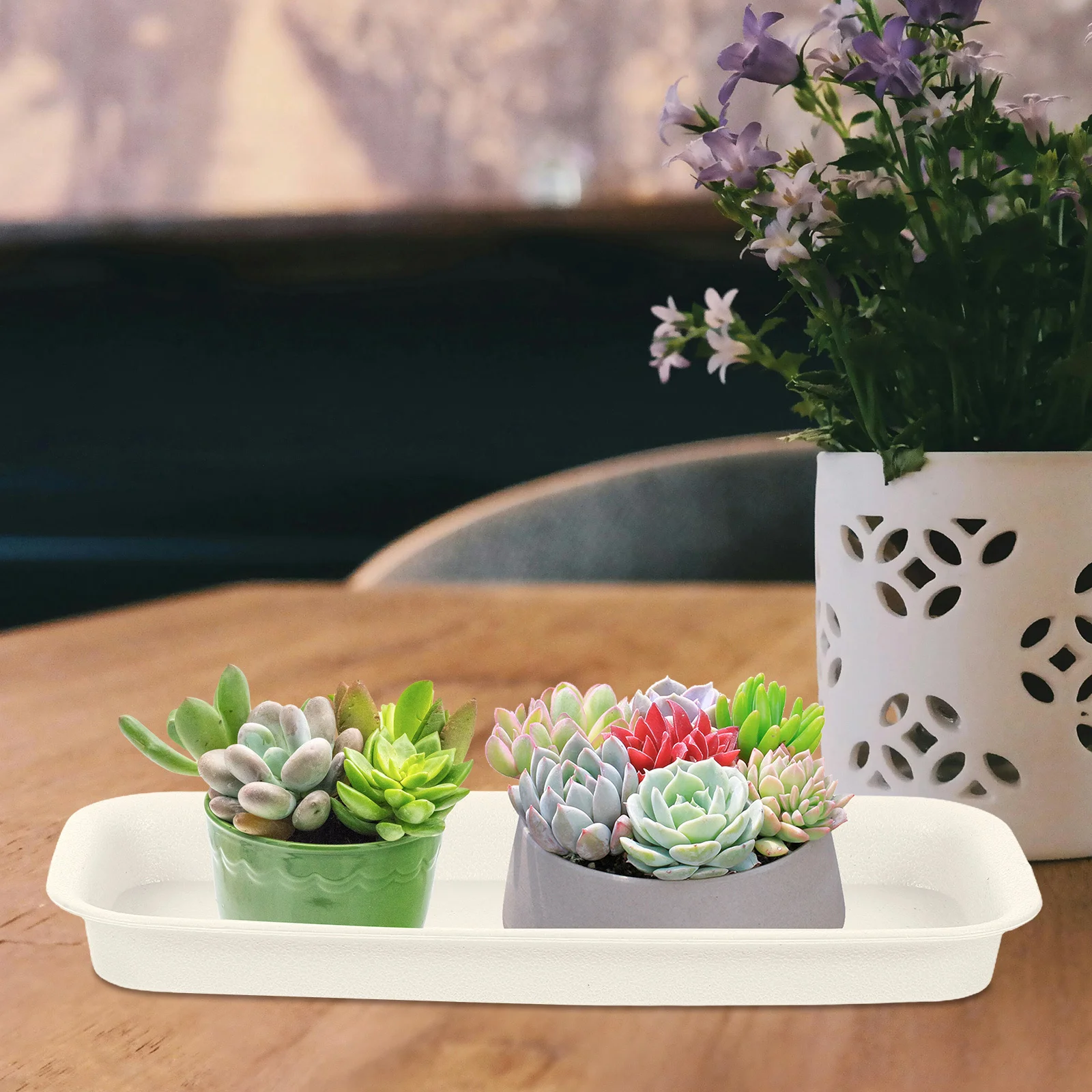 

3Pcs Durable Plastic Flowerpot Water Trays Non-Slip Balcony Gardening Rectangular Plant Pot Bases Multi-Purpose