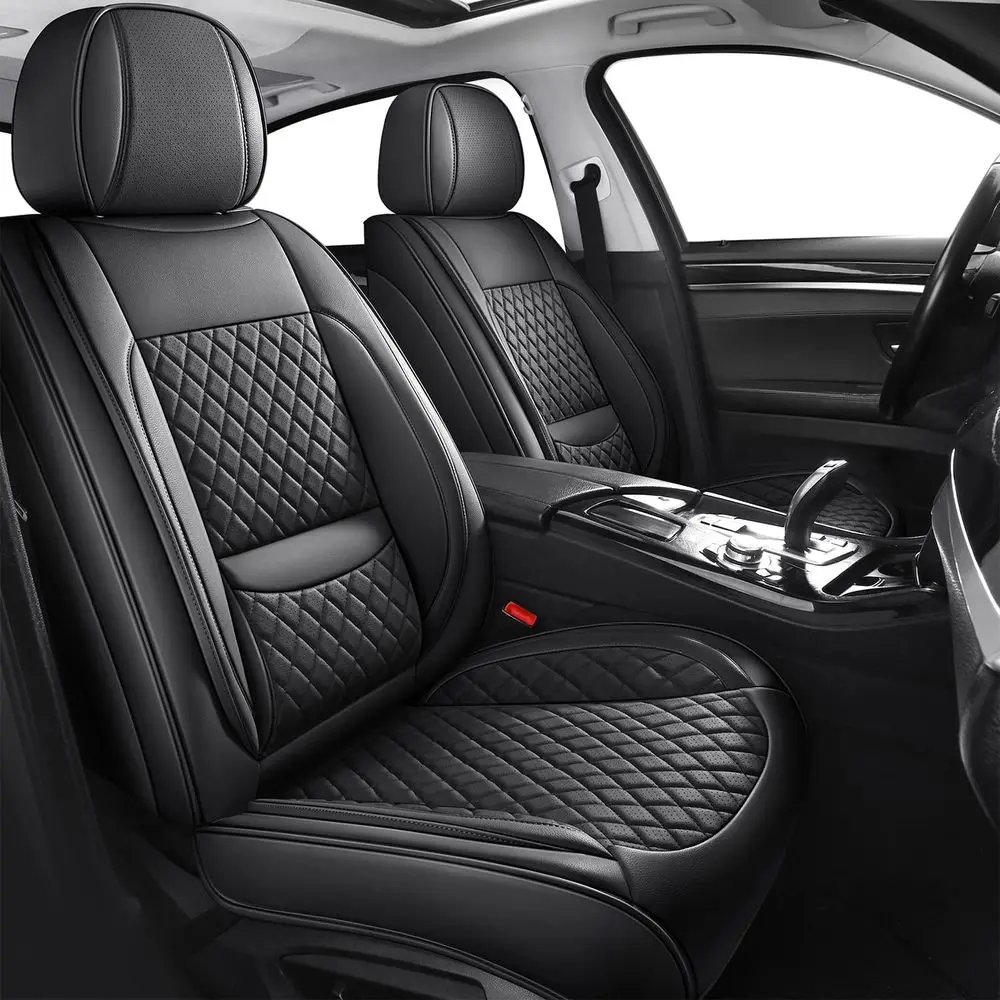 Full Coverage Black Waterproof Leather Seat Covers for SUVs, Sedans, and Trucks