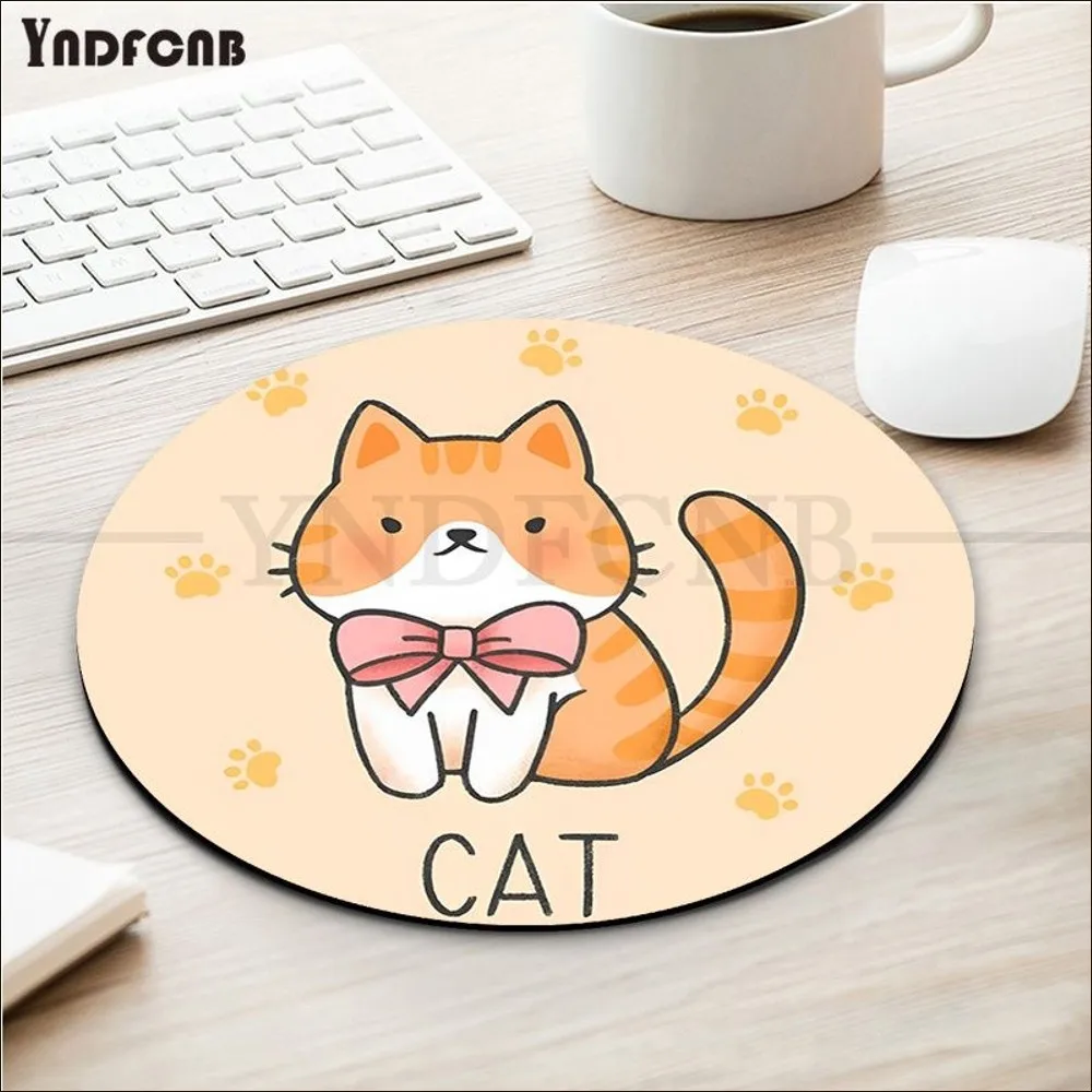 Cartoon Cute Cat Mousepad Round Custom Skin Desktop Desk Kawaii Gaming Accessories Students Writing Pad for PC Mouse Carpet