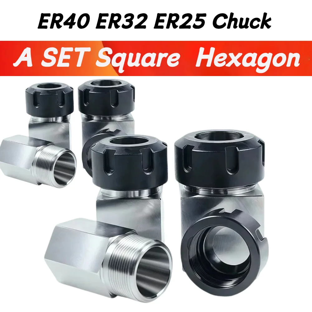 1Set ER Square Hex Collet Block ER/25/32/40 Block Chuck Holder Workholding Holder for CNC Lathe Engraving Machine