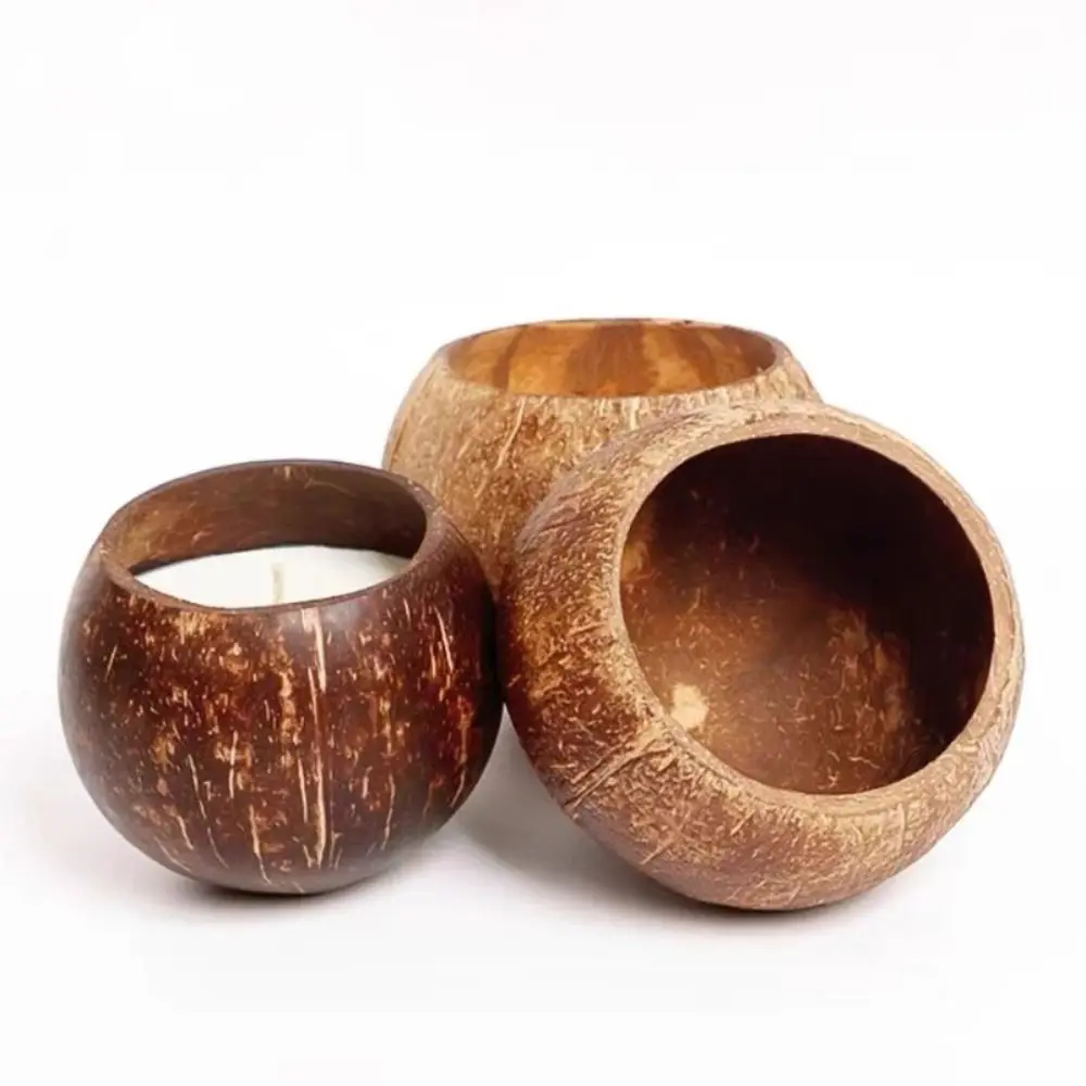 Ciotole per candele in guscio di cocco Ciotole decorative naturali Contenitore per candele in legno per artigianato domestico fai-da-te Creazione centrotavola da tavolo in fattoria