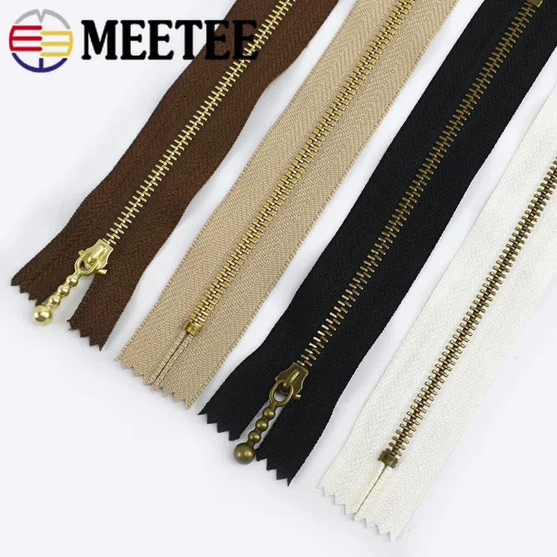 5Pcs 12-40cm 3# Metal Zippers Bronze Auto-lock Zip Bags Pocket Closed-End Zipper Repair Kit DIY Clothing Sewing Zips Accessory